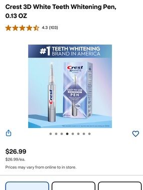 Crest 3D White Whitening Pen in Iridescent Blue and Silver Packaging
